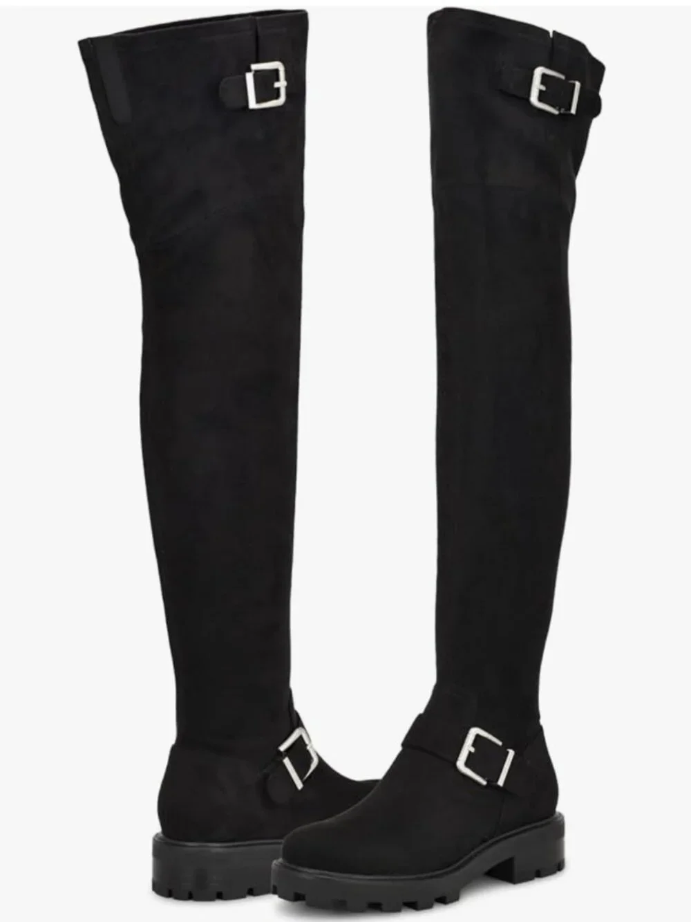 Nine West Nans Lug Sole Over-the-Knee Boots – Black Faux Suede – Size 6.5 (BNWT)